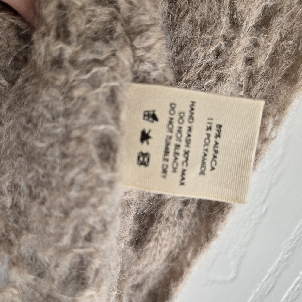 Ayni BRANDNEW Tan Knit Sweater Size Med Alpaca Handmade Fairy Sweater Cabincore - Picture 7 of 7